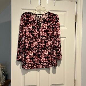 Nine West Floral Print Women's Top - Pink and Black